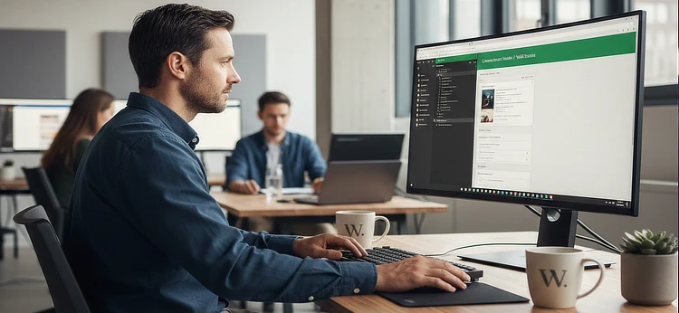 Un consultor revisando las licencias de temas wordpress originales
